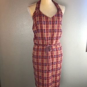 Tocca Purple Orange Plaid Halter Dress NWT 10